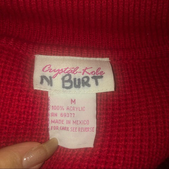 Crystal Kobe Zippered Red Knitted Cardigan - Picture 12 of 12